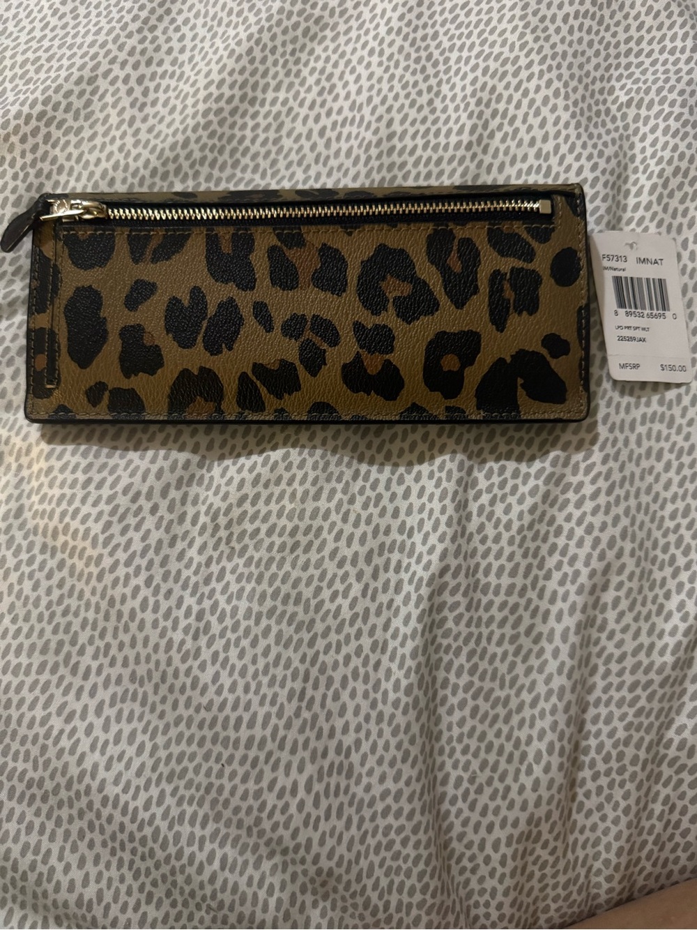 Coach Leopard-Print Continental Wallet in Brown and Black - Picture 2 of 4